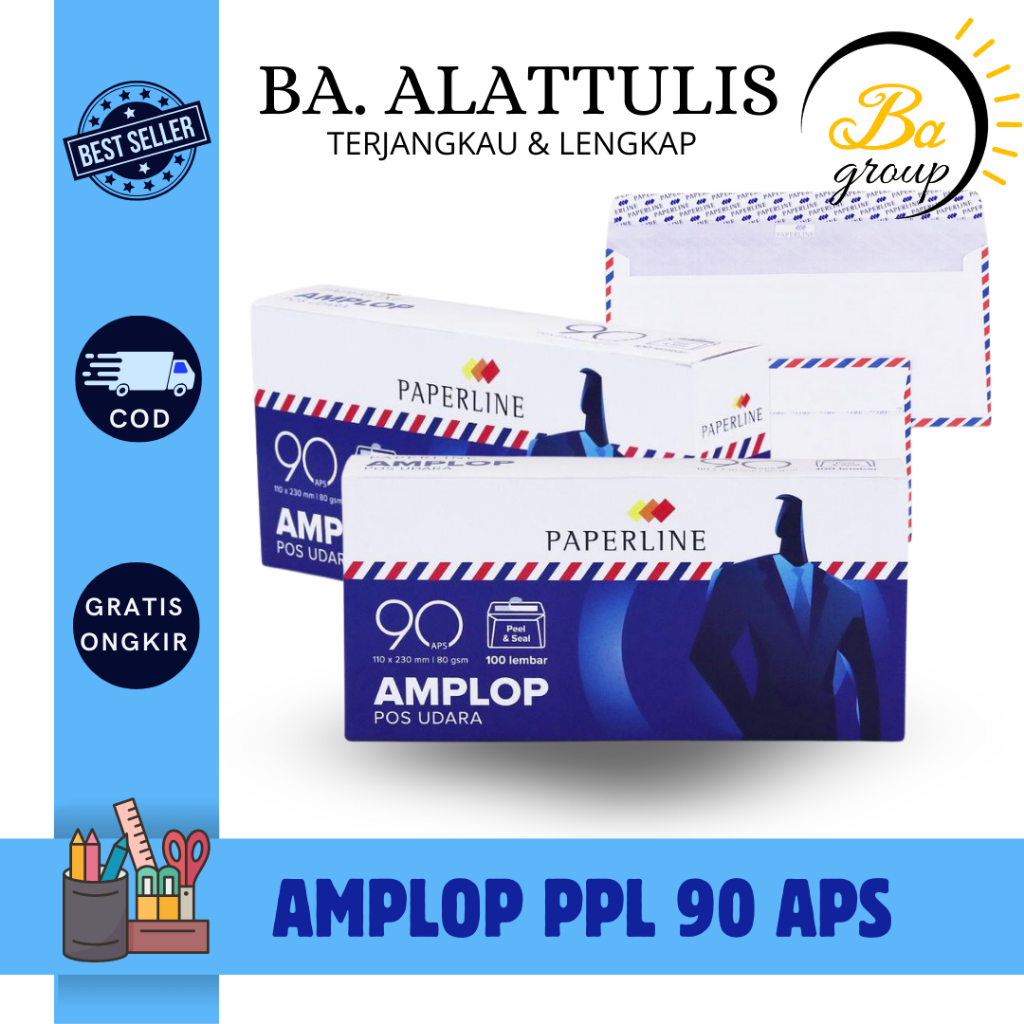 

Paperline Amplop Putih Airmail 90 APS Bergaris Merah Biru - PPL EV 90 APS - BA.ALATTULIS