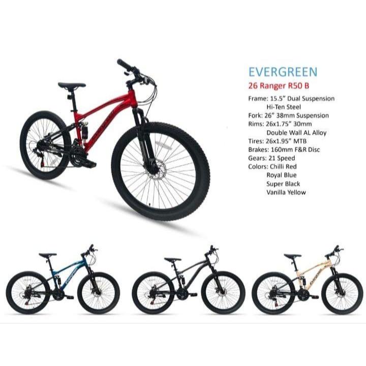 Sepeda Gunung MTB 26 Inch Evergreen Ranger R50 Full Suspension