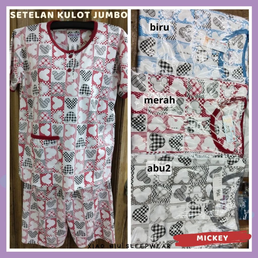 Setelan Piyama Kulot Jumbo Siu Lie / Baju Tidur Wanita