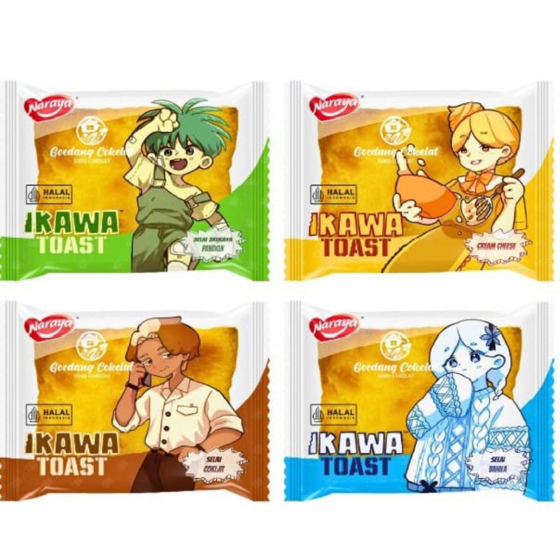 

Naraya Ikawa Toast 1 Karton Rasa cokelat cheese vanila dan srikaya
