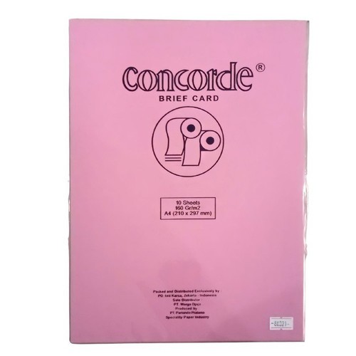 

kertas sertifikat/Kertas Concorde (Brief Card) 160 Gr A4 (80321) - Pink (Pak 10 Lembar)