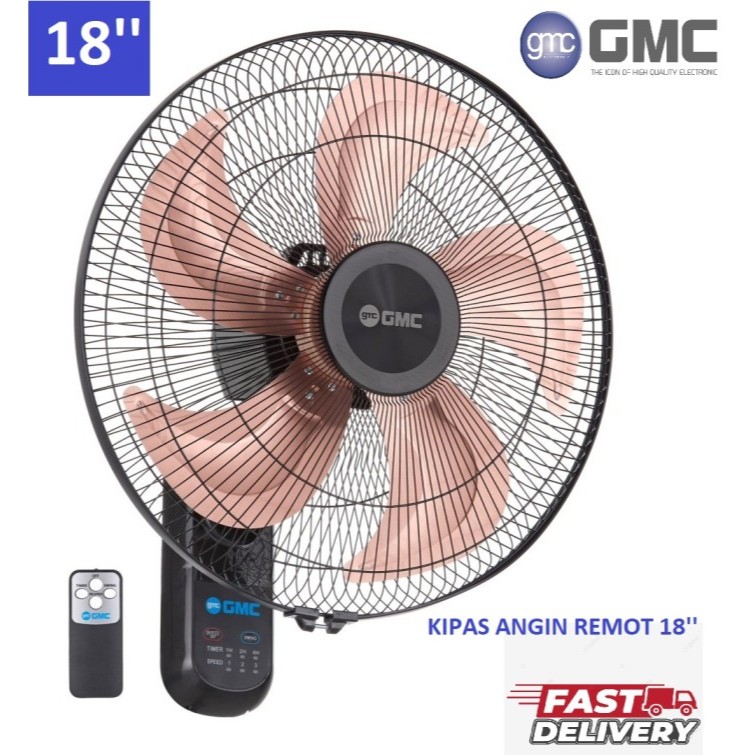 GMC Wall Fan 521 remote 18 inch Besi / Kipas Angin Dinding gantung Remot / kipas tembok 18 inch