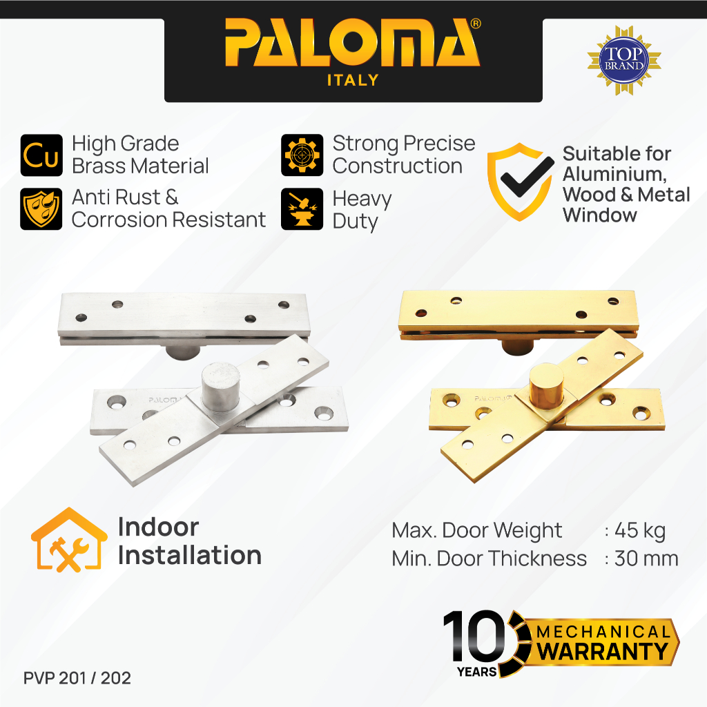 PALOMA Engsel Jendela Hinge Pivot Putar Hinges Window Brass Kuningan Ball Bearing Polished Brass Gol