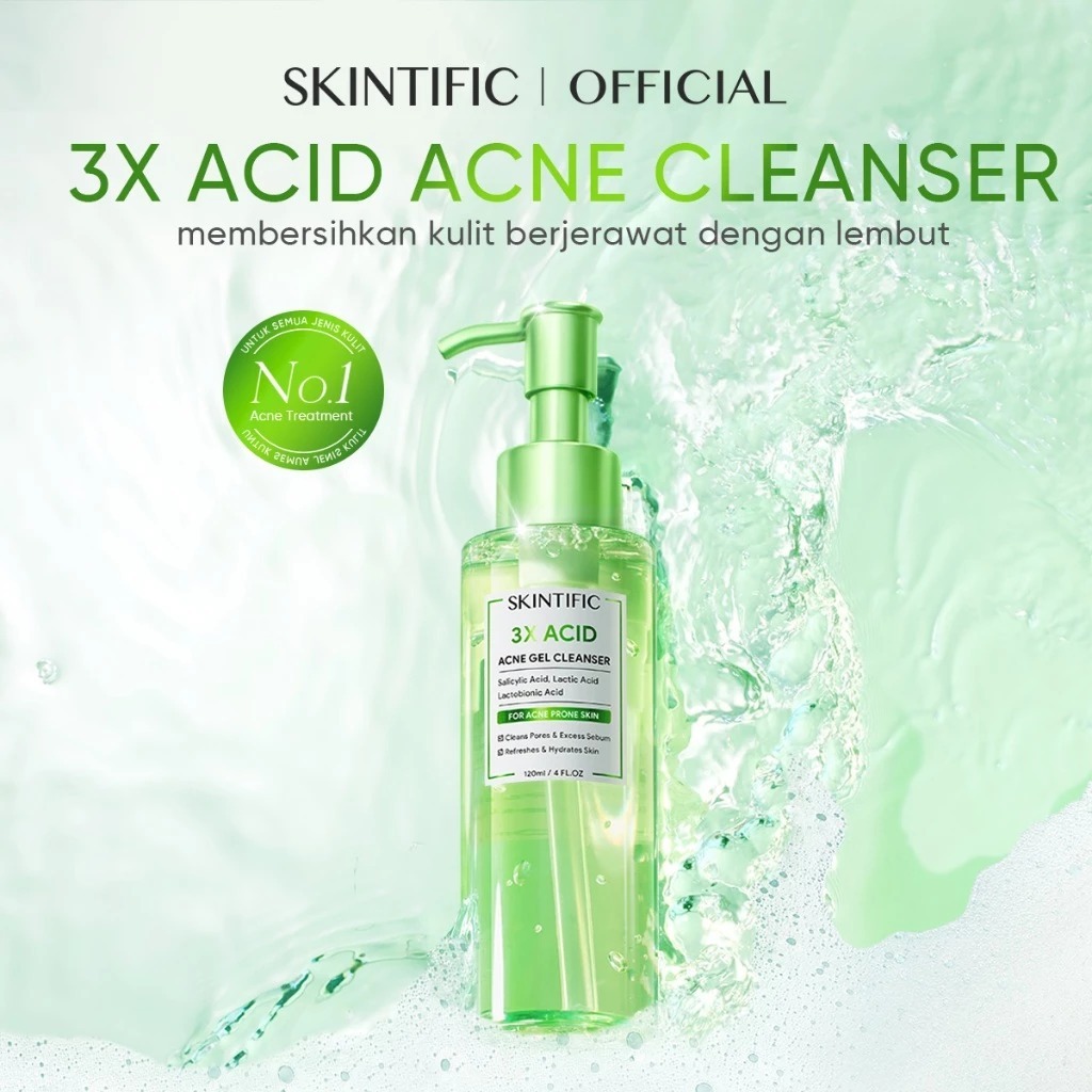 SKINTIFIC - Facial Wash 3x Acid Acne Gel Cleanser 120ml