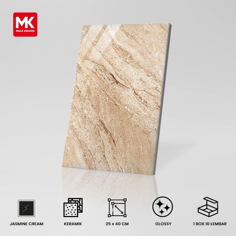 Keramik Dinding Glossy Jasmine Beige 25x40
