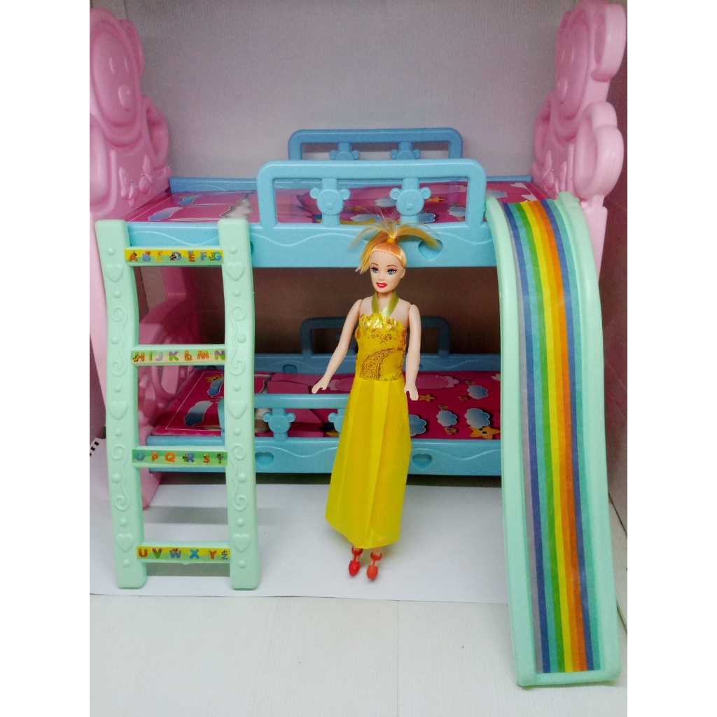 Mainan Anak Perempuan Satu Set Tempat Tidur Boneka Barbie SH 362 Mainan Koleksi Tempat Tidur Tingkat