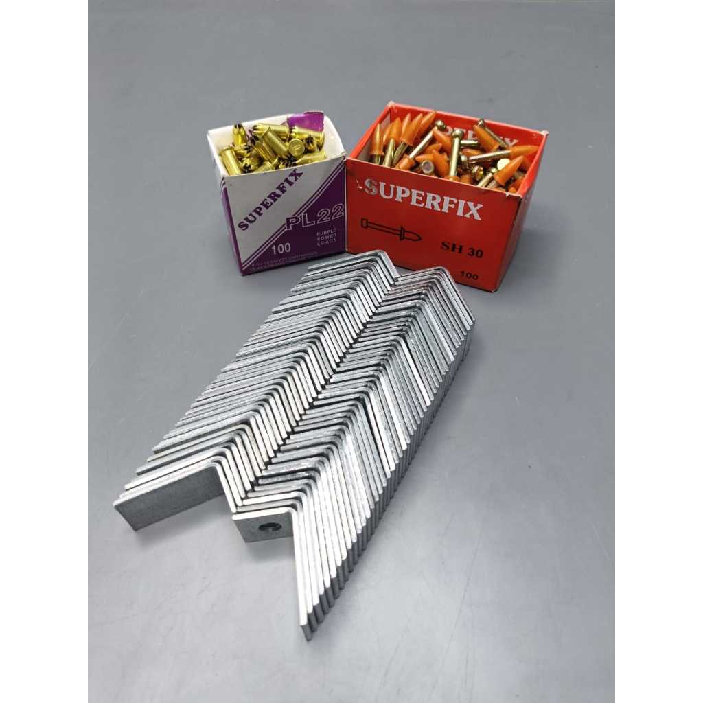 1 Set Paku Ramset Mesiu + Angle Clip Plat L Besi Gypsum
