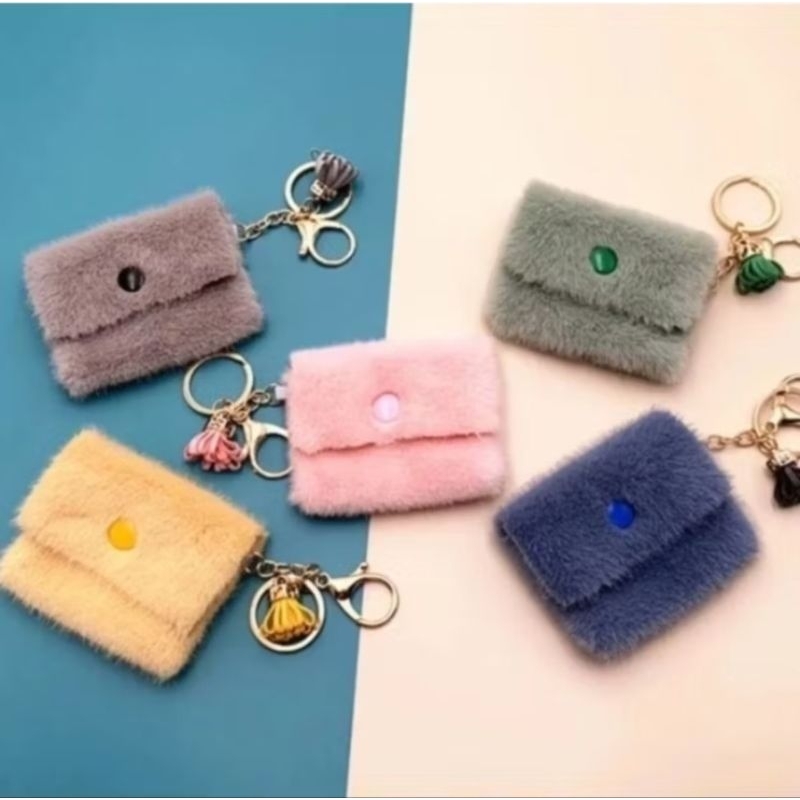 [COD] Gantungan kunci Dompet Bulu Mini