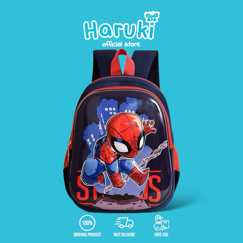 HARUKI Marvel Tas Anak Laki Laki TK Ransel Spiderman Captain America Ironman