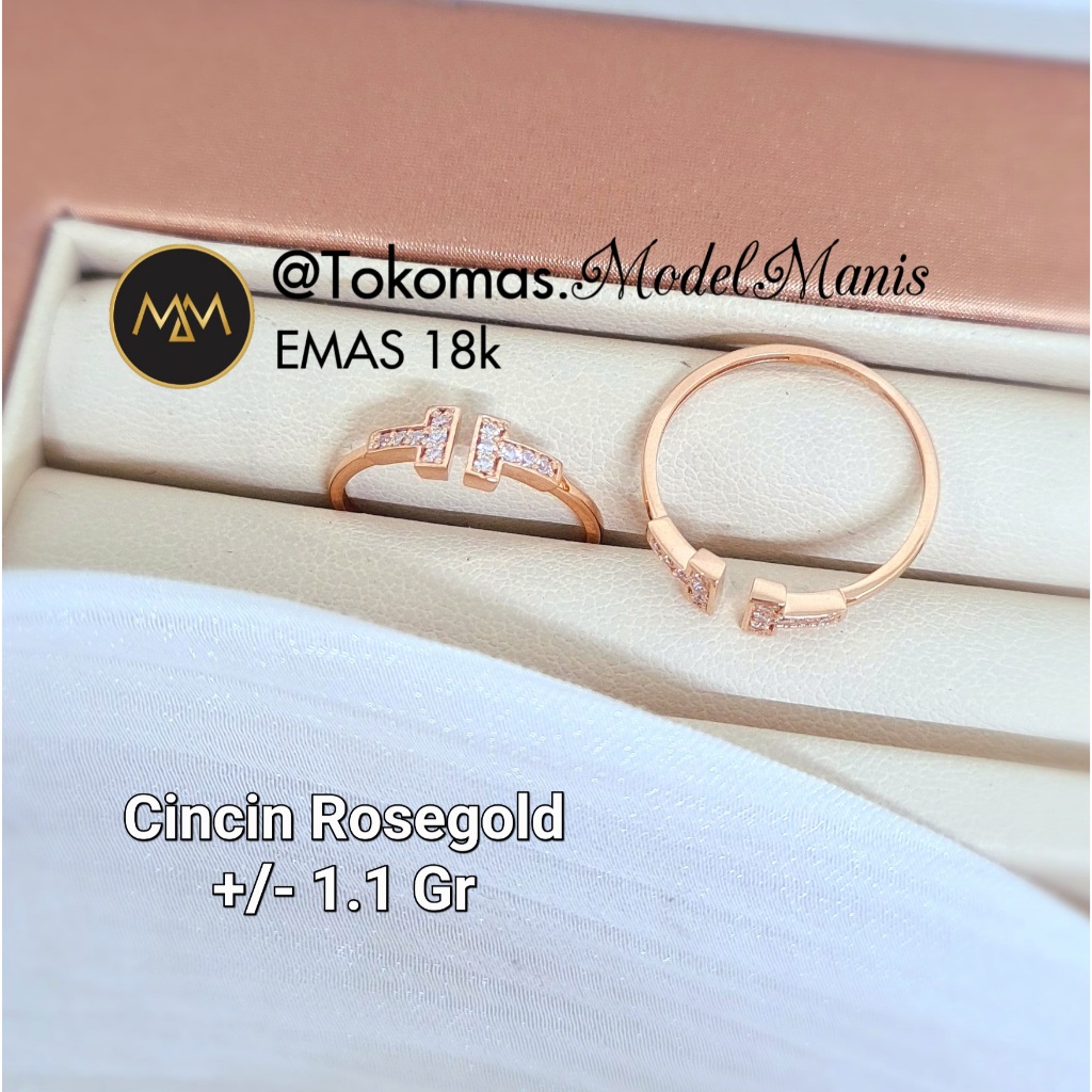 Cincin Double T Italy AU Rosegold 750 kadar 18k
