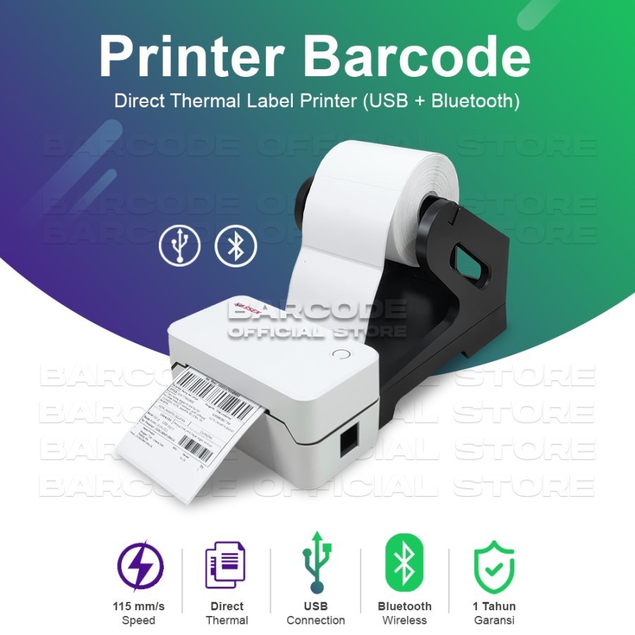 PRINTER BARCODE THERMAL KASSEN DT-360 USB Cetak Label Resi Shopee
