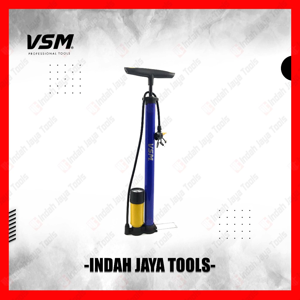 VSM Pompa Angin Tangan Ban Sepeda Motor Bola Tabung Meter Pentil Hand Pump