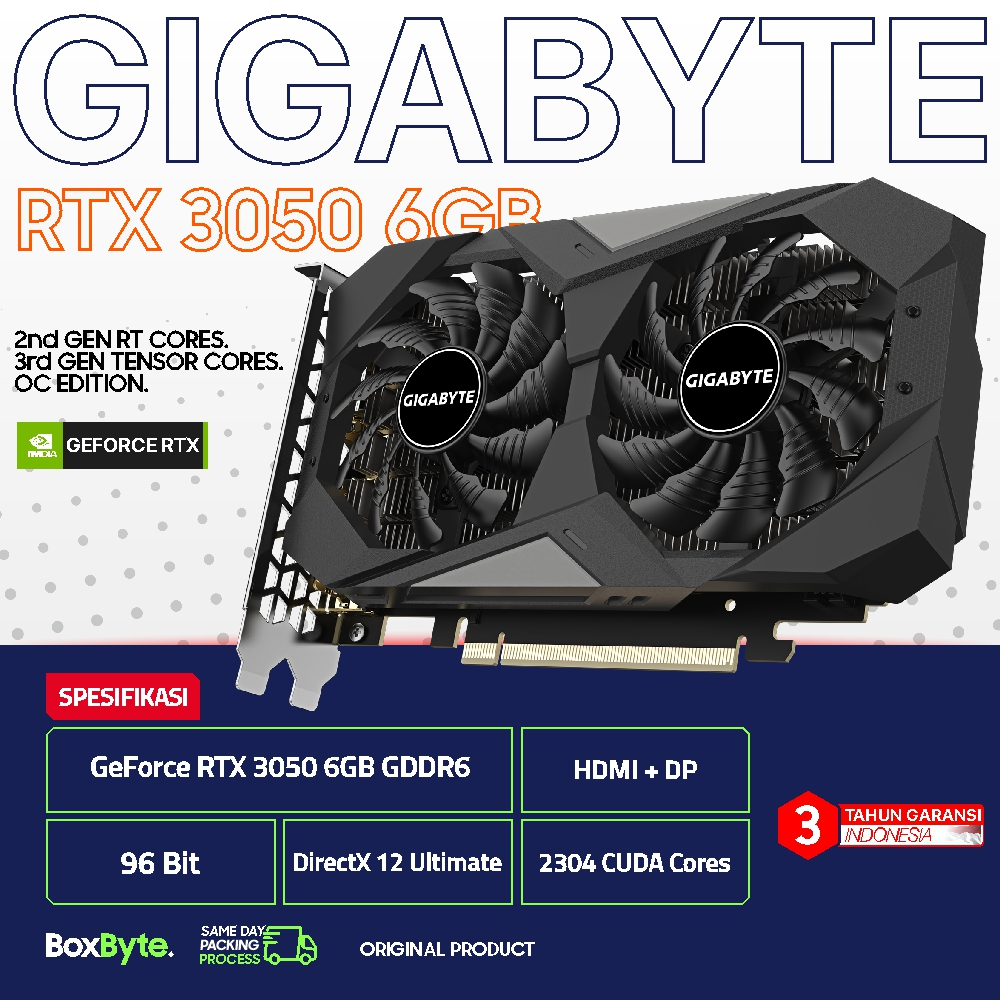 VGA GeForce RTX 3050 6GB GDDR6 GIGABYTE Windforce OC / VGA RTX 3050 6GB