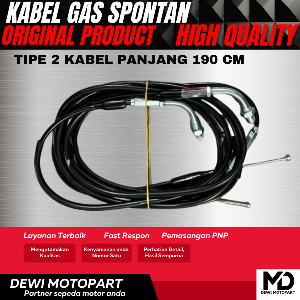 KABEL GAS SPONTAN TALI GAS SPONTAN PANJANG 190 CM UNIVERSAL BAHAN BERKUALITAS KABEL GAS KTC TALI GAS