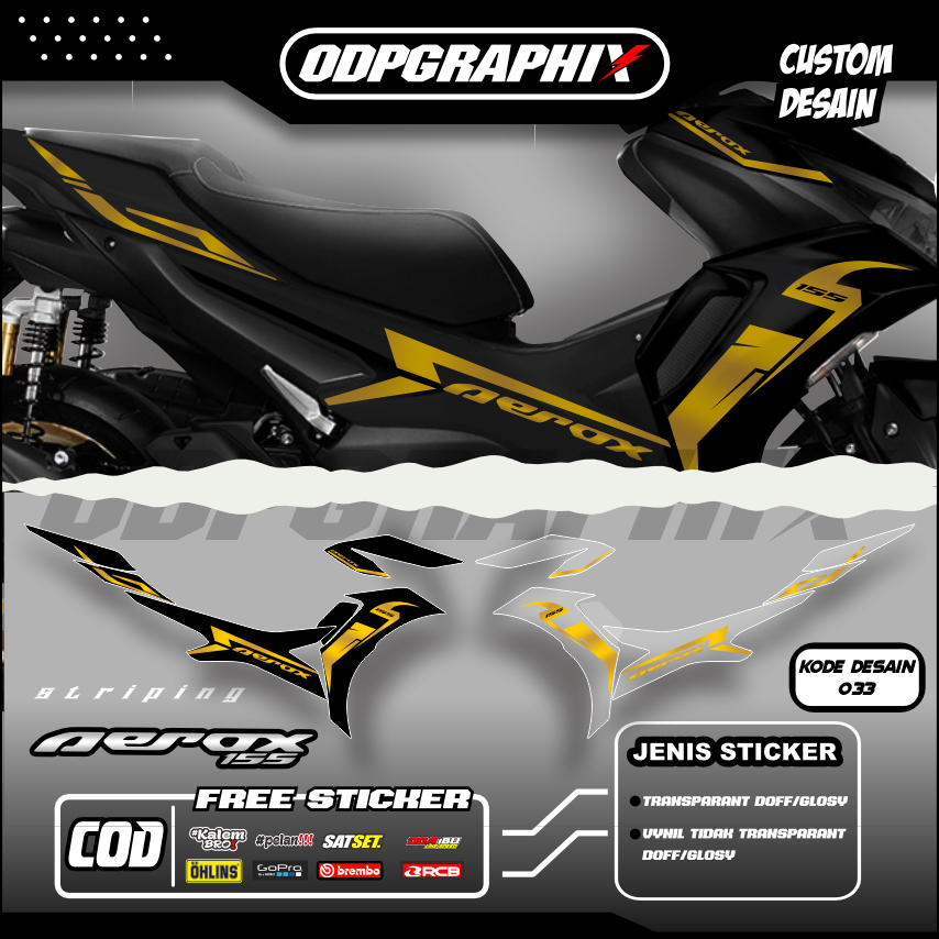 STIKER STRIPING TRANSPARAN AEROX NEW 155 FACELIFT LIS STICKER UV BAHAN MAX DECAL PREMIUM WARNA BIRRU