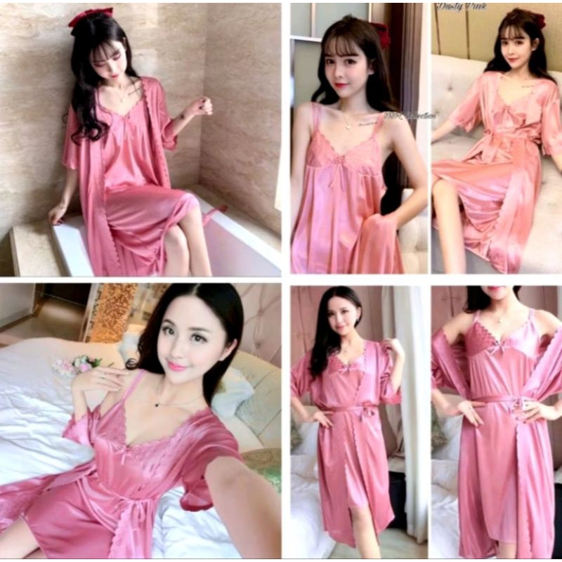 baju tidur lingerie sexy baju satin kimono premium