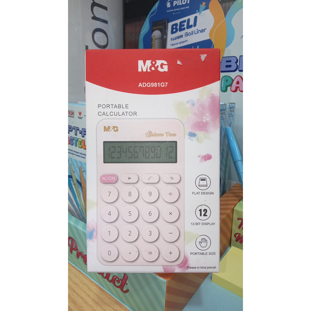 

PORTABLE CALCULATOR 12 DIGITS M&G ADG981G7 SAKURA TIME / ALAT HITUNG KALKULATOR