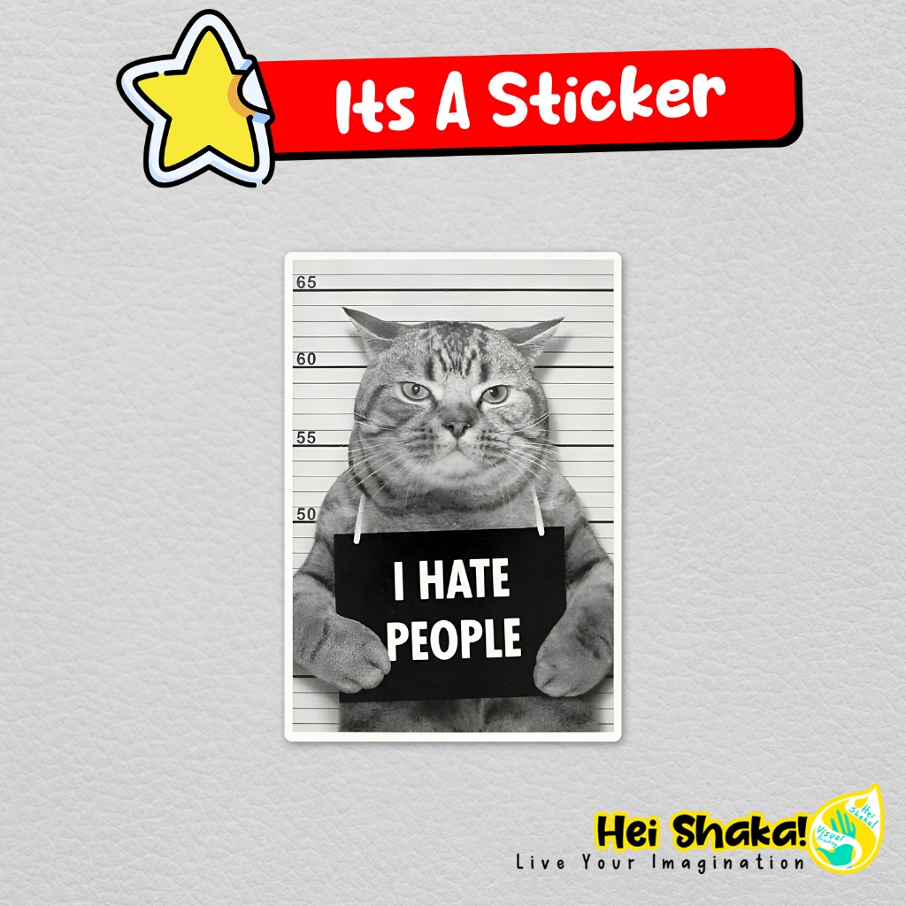 

Stiker Cat I Hate People Sticker Kucing Lucu Vinyl Anti Air