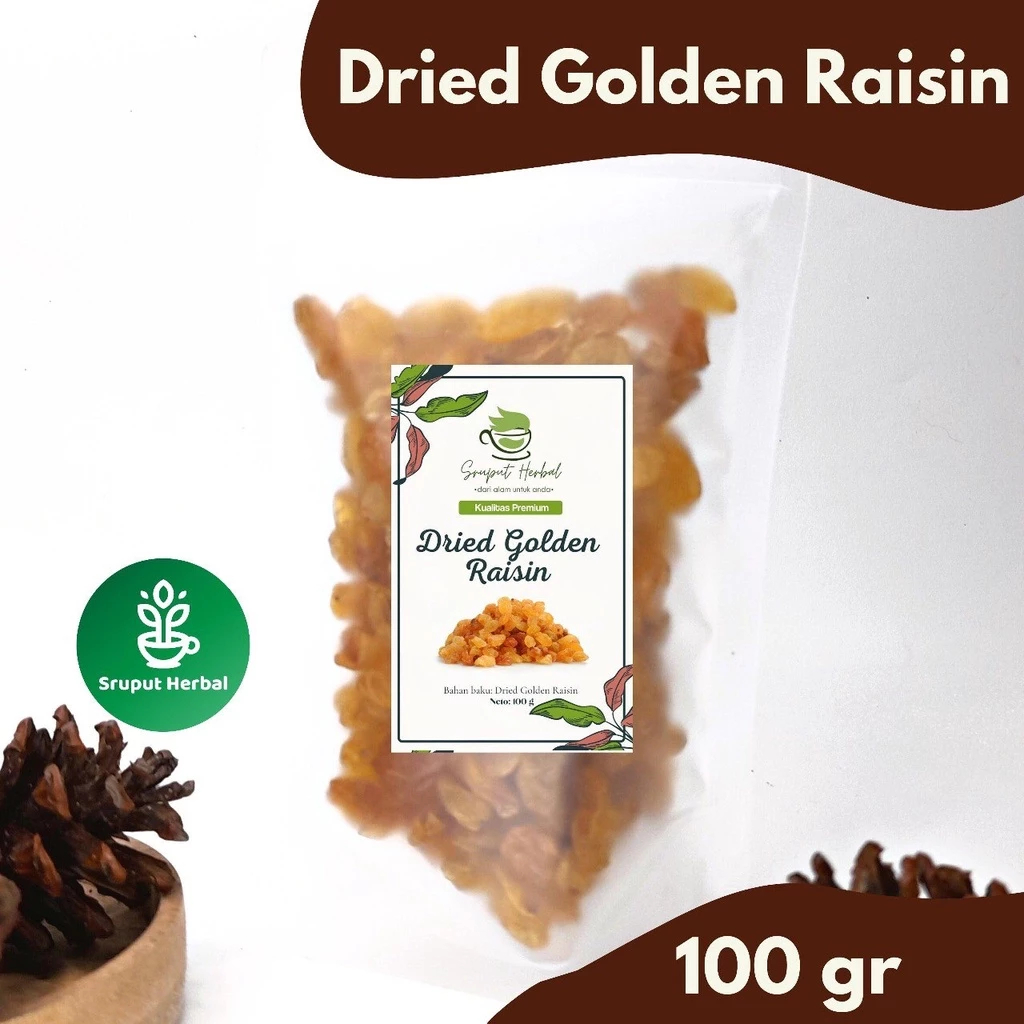 

100gr Dried Golden Raisin Kismis Kuning 100% Premium Berkualitas Sruput Herbal