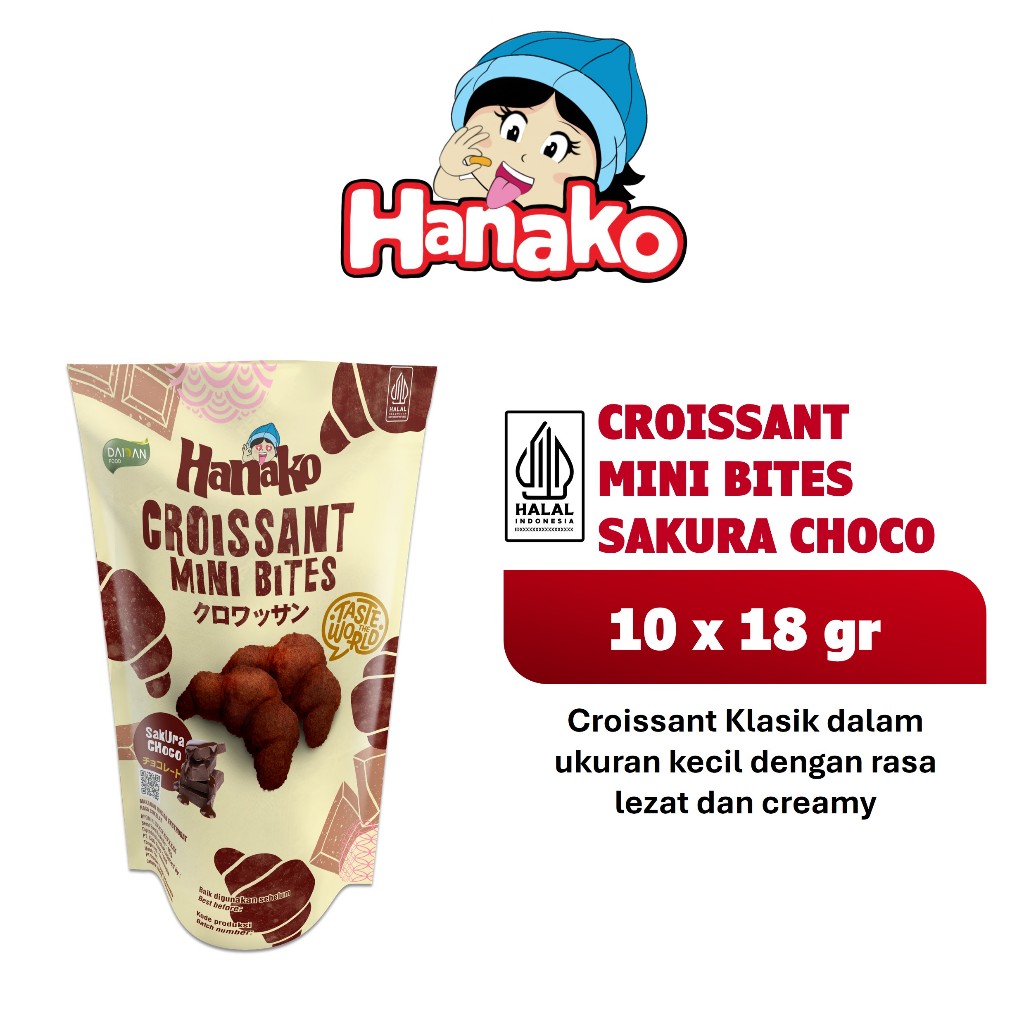 

Hanako Snack Croissant Mini Bites Sakura Choco 10 x 18 gr
