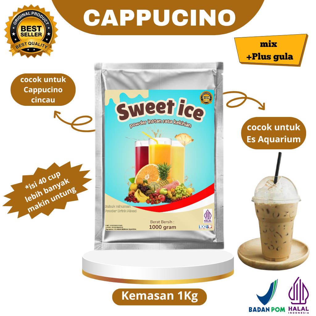 

Bubuk minuman premium rasa cappucino cincau 1kg serbuk minuman blender es aquarium sticky milk boba