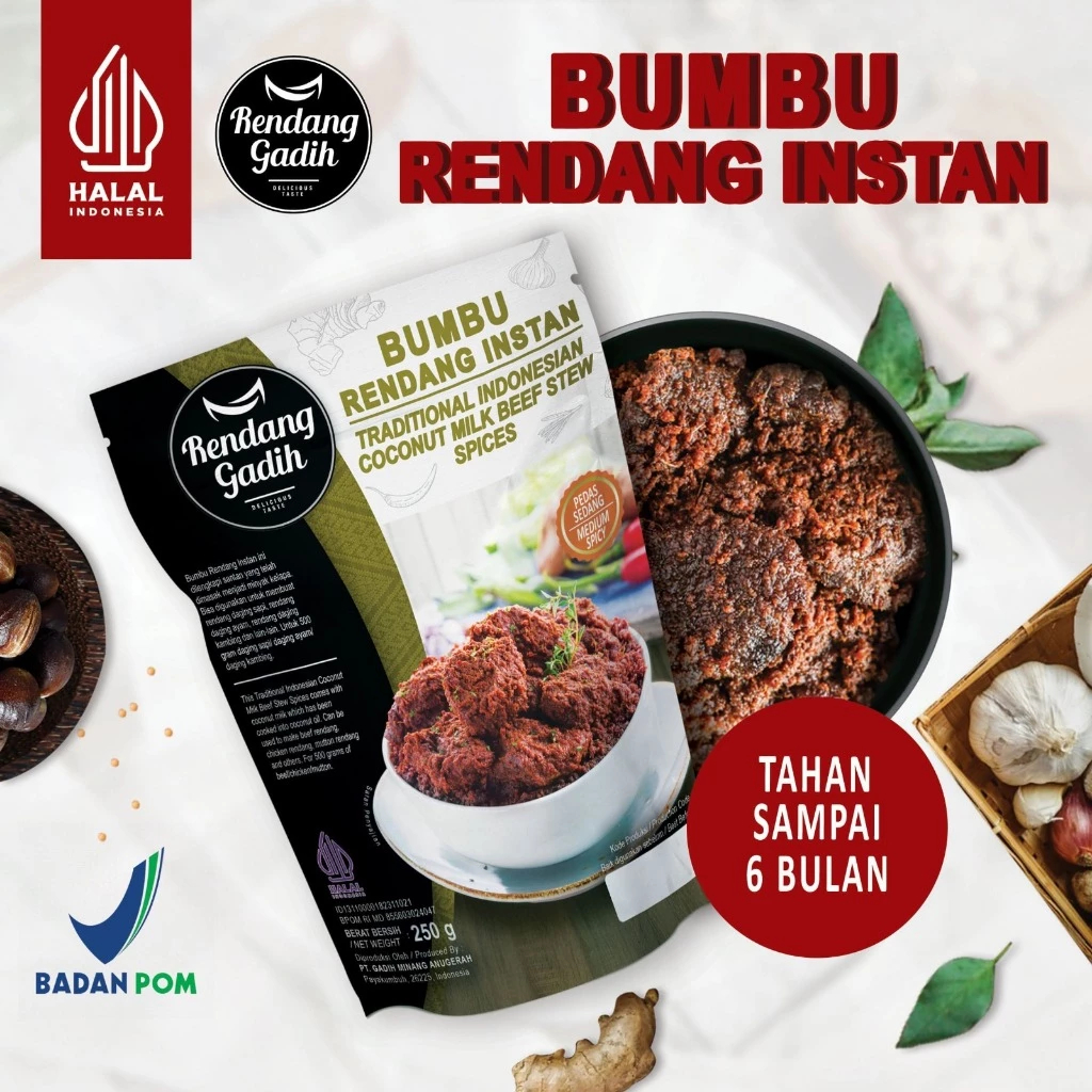 Bumbu Rendang Instan Rendang Gadih Asli Masakan Minang Padang Praktis Payakumbuh Randang Khas