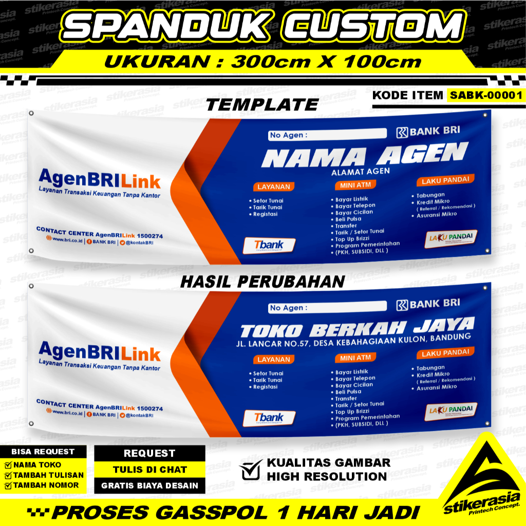 CETAK SPANDUK AGEN BRI LINK CETAK BANNER AGEN BRI SPANDUK KONTER PULSA HANDPHONE HP BRILINK BRI-LINK
