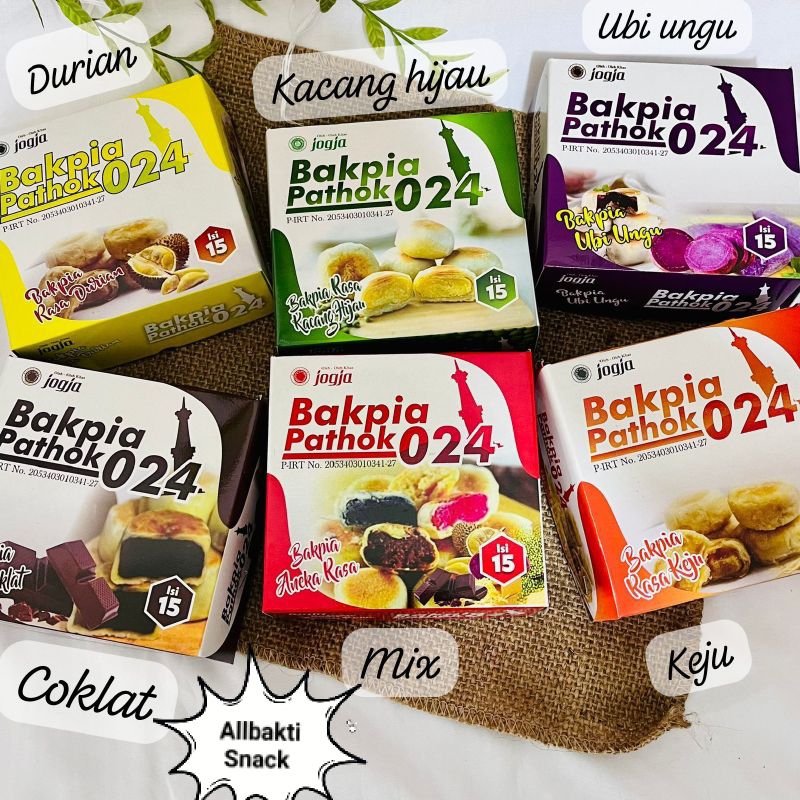 

BAKPIA PATHOK JOGJA KEMASAN 1 BOX ISI 15 BERAT 1 KG/6 VARIAN RASA/ALLBAKTI SNACK/SNACK KILOAN MURAH