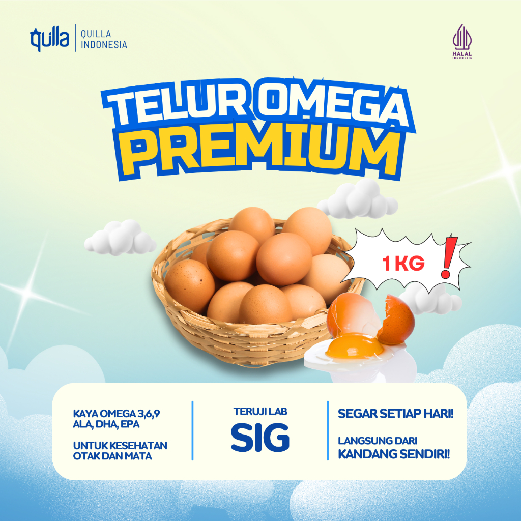 

TELUR OMEGA ORGANIK 1KG (UK. 18-20)- Premium Grade A, Orange Kualitas Terbaik & Fresh