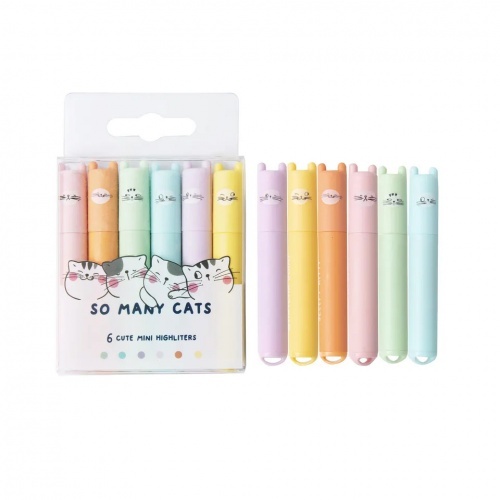 

M&G 6 CUTE MINI HIGHLITERS SO MANY CATS AHM22575