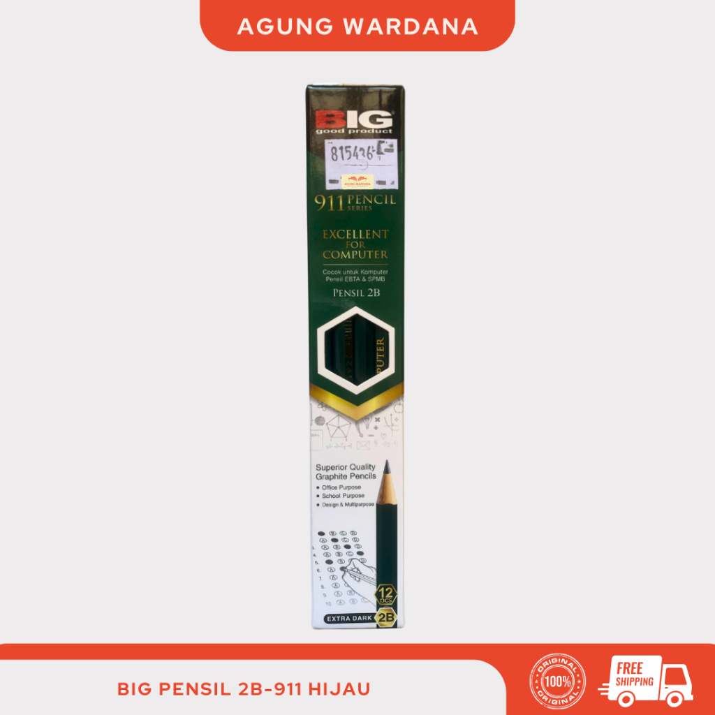 

BIG PENSIL 2B 911 PENCIL SERIES HIJAU ISI 12 PCS