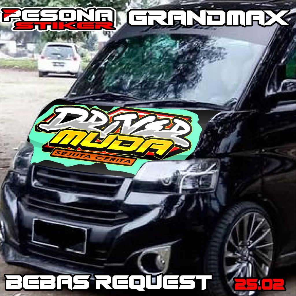 stiker decal kabin depan grandmax stiker dekal kap mesin grandmax bebas custom kd25.02