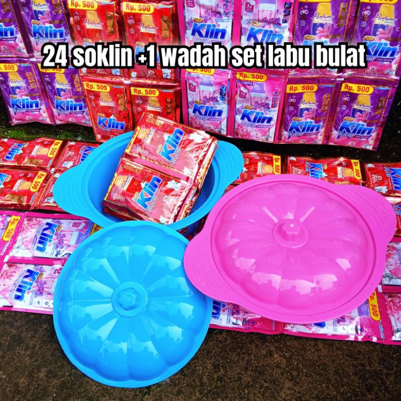 1 set wadah sayur  basi labu bulat gratis 24 pcs soklin liquid