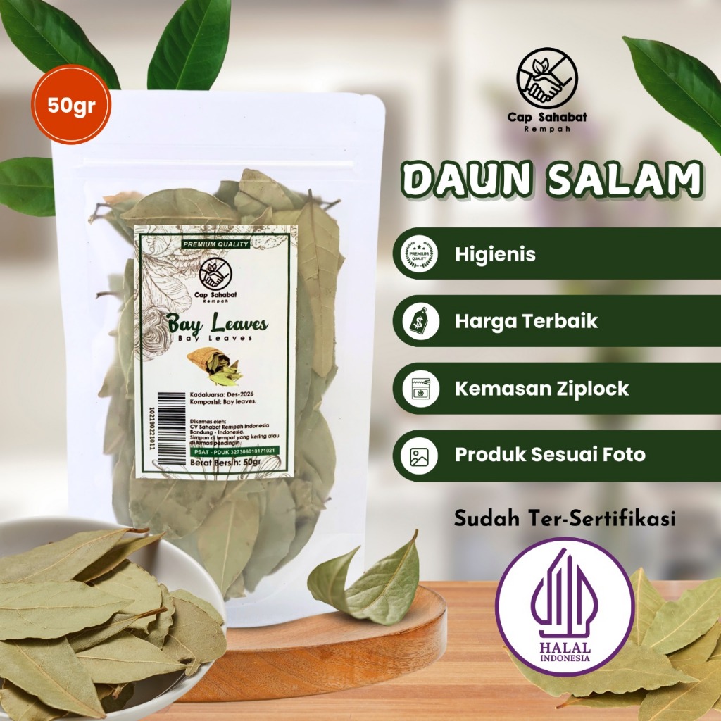 

50gr Daun Salam / Bay Leaves / Salam Kering / Rempah / JSR 100% PREMIUM QUALITY