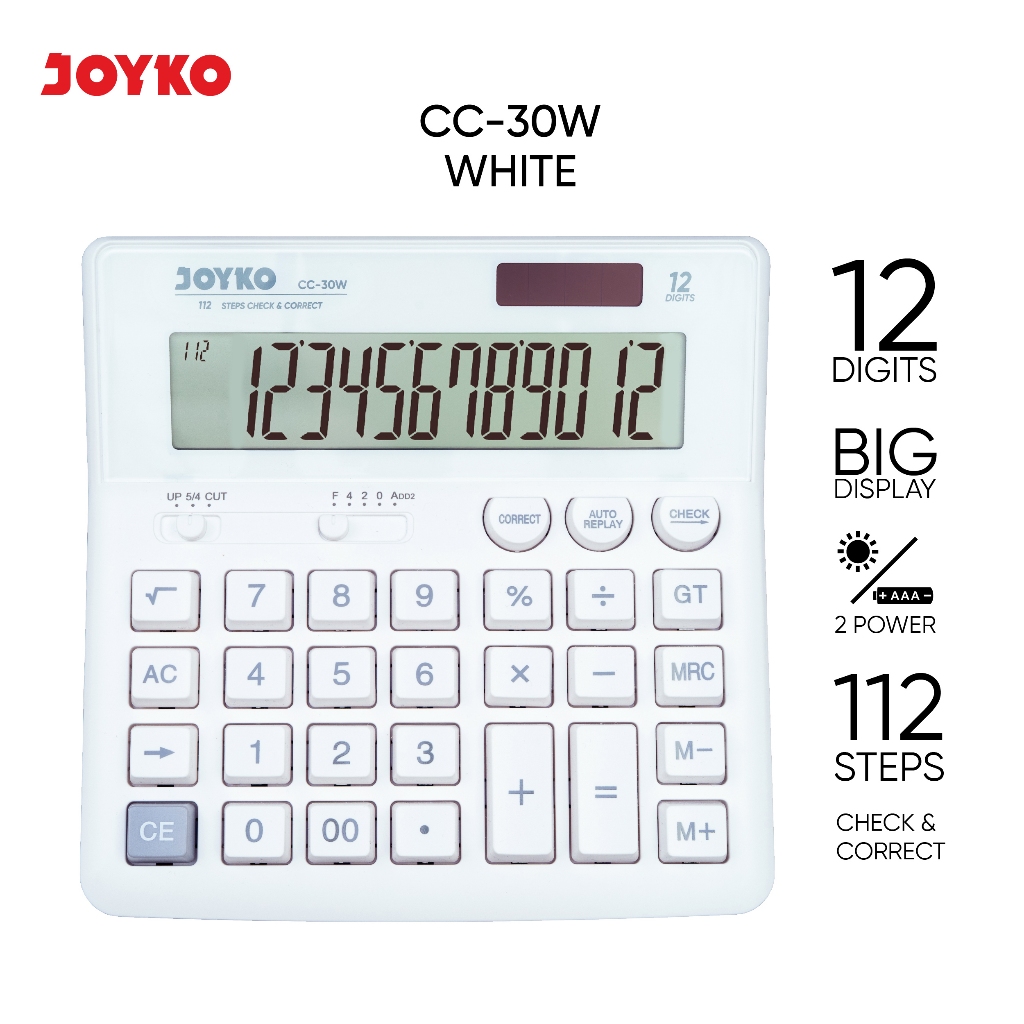 

CALCULATOR KALKULATOR JOYKO CC-30W 12 DIGITS CHECK CORRECT