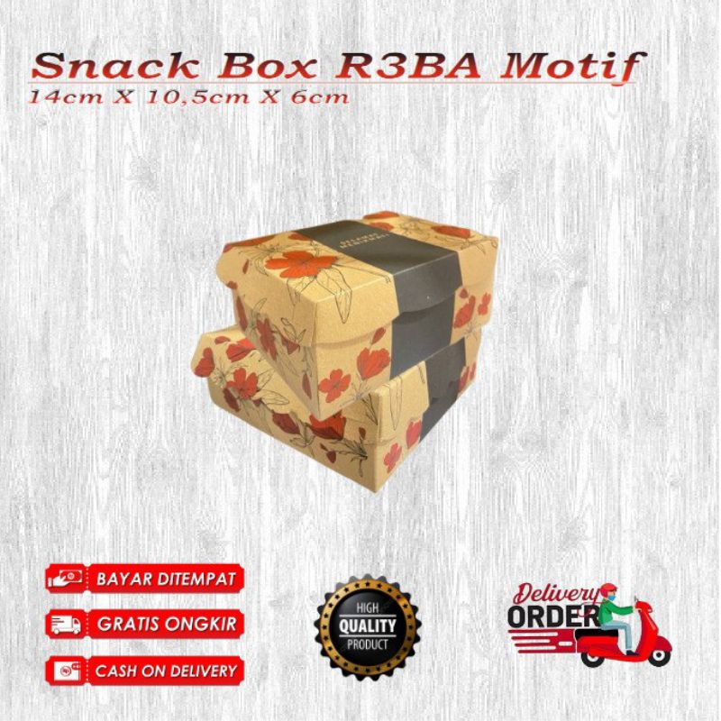 SNACK BOX R3BA MOTIF MERAH - WADAH MAKANAN BERMOTIF - DUS KEMASAN MAKANAN-kemasan cantik-snack box-d