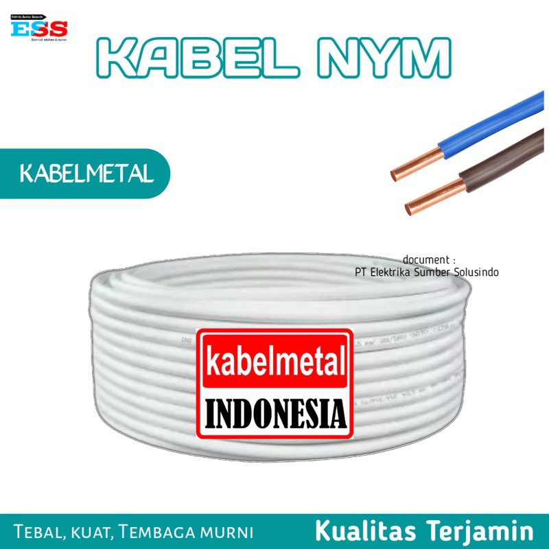 (per 5 meter) KABEL listrik NYM 2 x 1,5 mm2 / NYM kabelmetal 2x1,5 / NYM kabelmetal 2x1.5 mm2 / NYM 