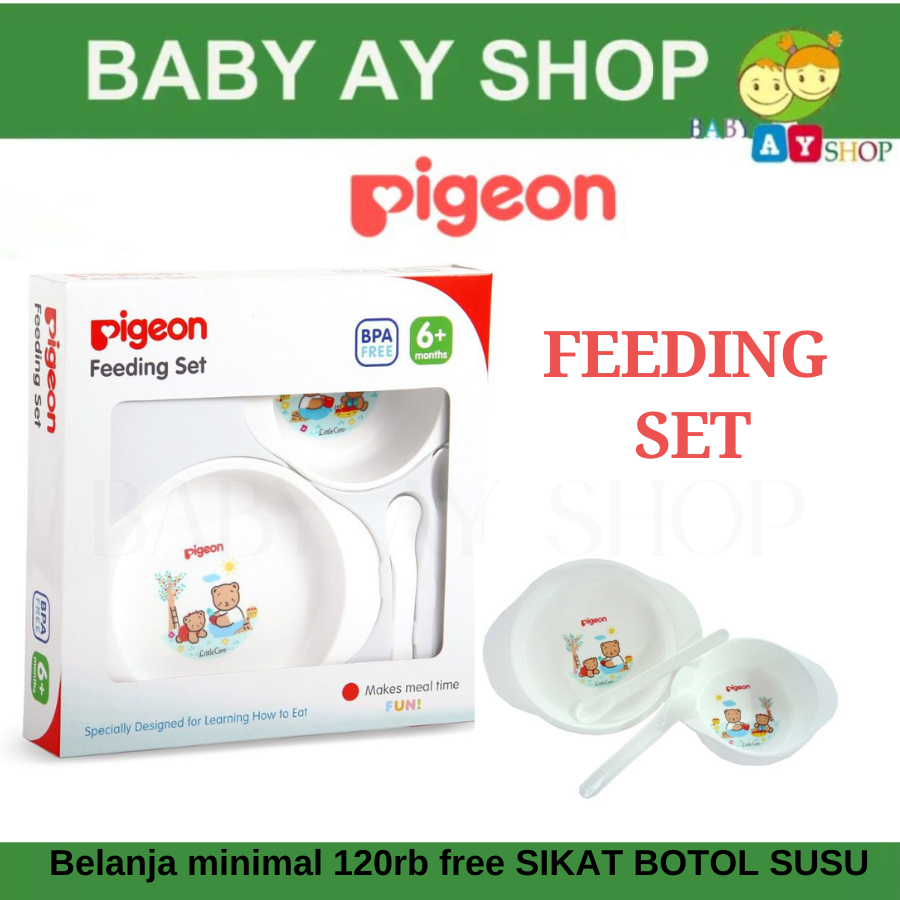 PIGEON Feeding Set 6 m+ Perlengkapan Tempat Makan Bayi Piring Sendok Gelas Makan Bayi Pigeon