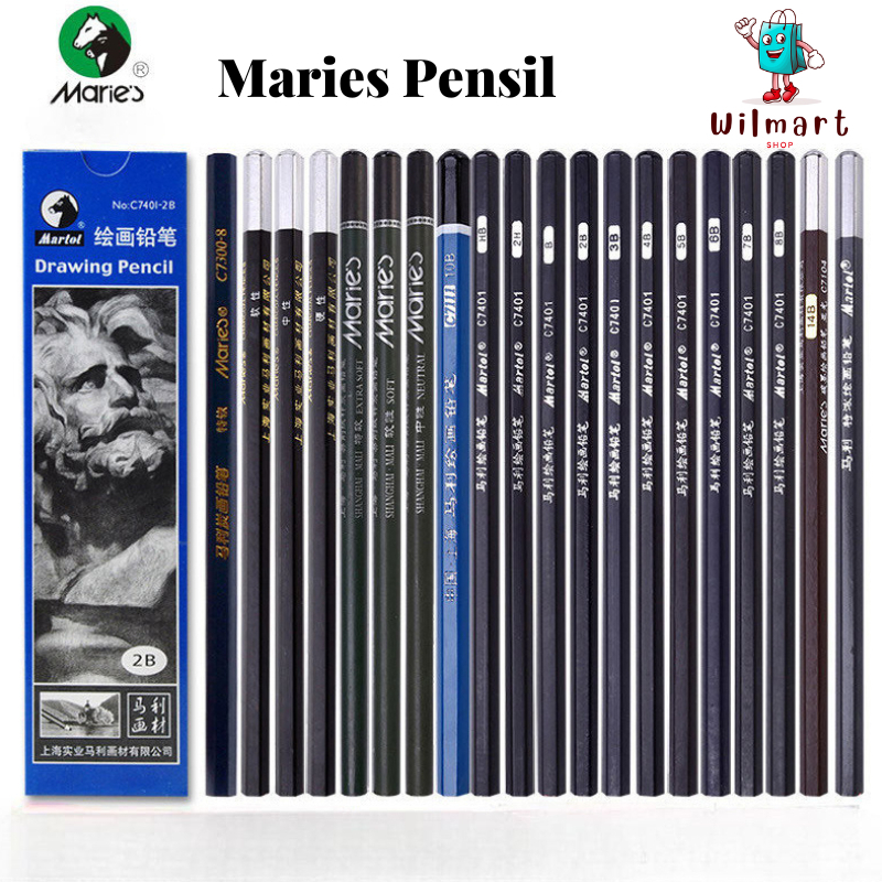 

Maries Drawing Pencil 2H HB B 2B 3B 4B 5B 6B 7B 8B 10B 12B Pensil Gambar Sketsa
