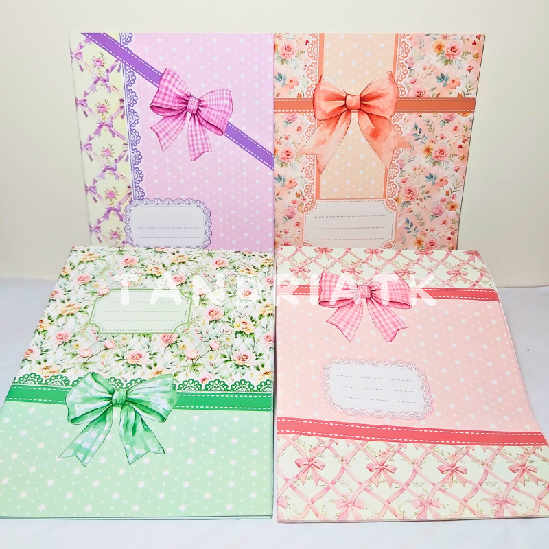 

[1 PAK ISI 20] Sampul Buku Tebal KWARTO PATTERN PITA SIMPATY Motif Ribbon Bunga Warna Pastel
