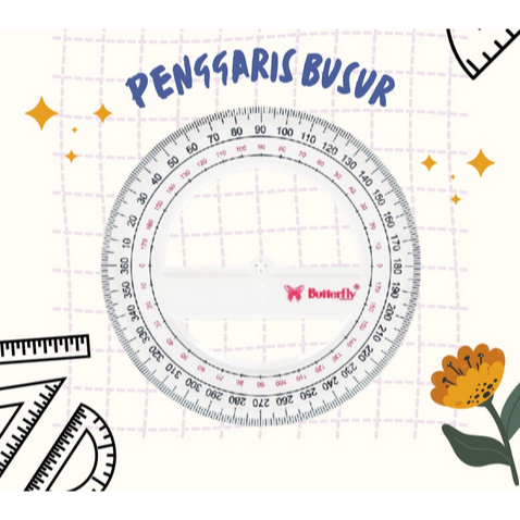 

Penggaris Busur 360 Derajat 12 Cm Lingkaran Butterfly