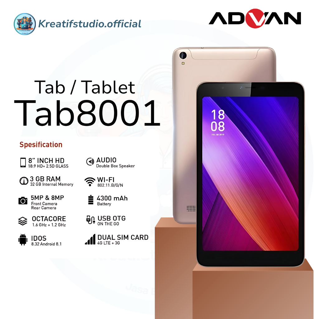 TABLET ADVAN TAB ADVAN 8001 3GB/32GB 4G/LTE LIKE NEW / ADVAN TABLET G-TAB 8001 3GB/32G 4G/LTE