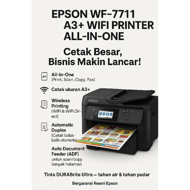 Printer Epson wf-7711 A3+ wifi printer all in one
