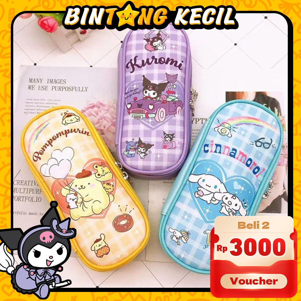 

Tempat Pensil Sanrio Kapasitas Besar dengan Motif Kartun Lucu Kantung pena berkapasitas ritsleting ganda