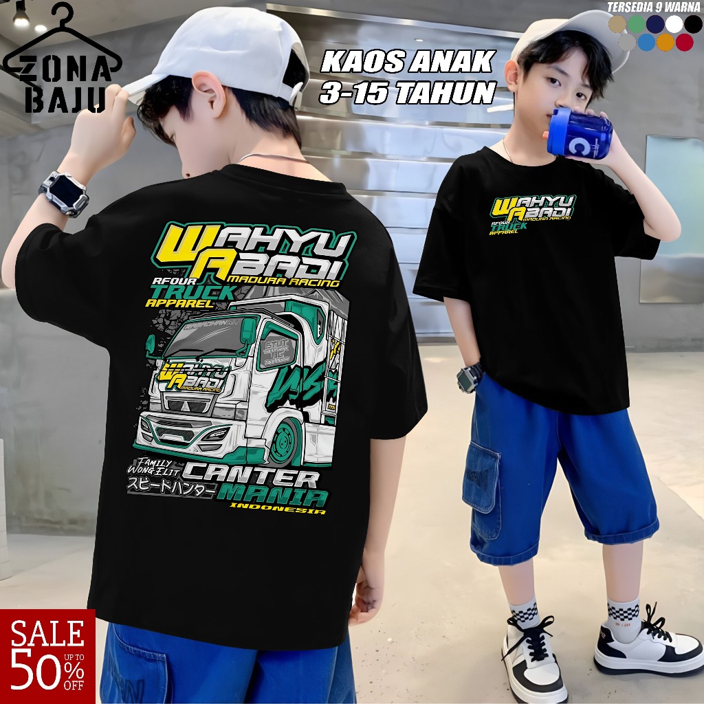 BAJU KAOS ANAK TRUK OLENG WAHYU ABADI ANAK KAOS TRUCK MODIF ANAK KAOS ANAK USIAA 3-15 TAHUN GAMBAR T