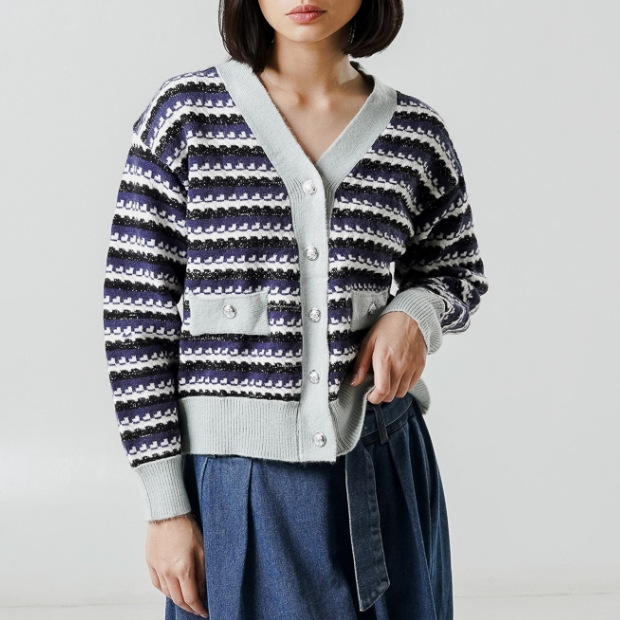 QH This Is April Kardigan Rajut Wanita Lengan Panjang Hijab Friendly Zadie Knit Top Black A1001200