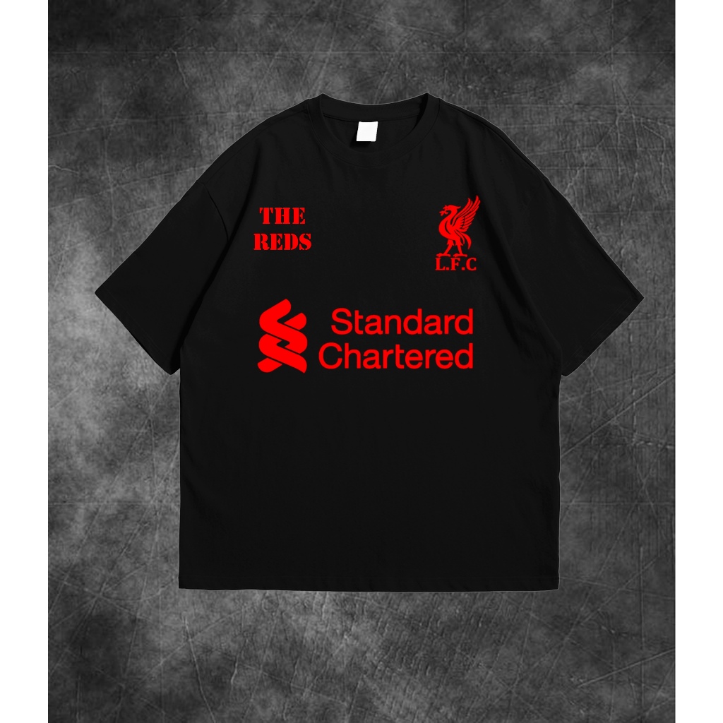 T-shirt Bola Liverpool  " The Reds " Kaos Dewasa Kaos Casual 100% Cotton Comed