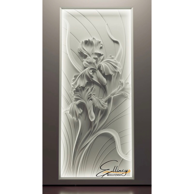 RELIEF BATU ORNAMEN MOTIF PUTIK TANGKAI BUNGA