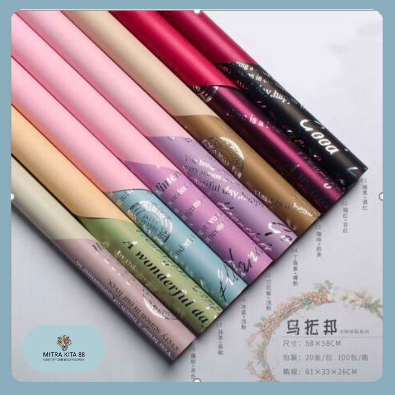 

Isi 20 LEMBAR Kertas Buket Bunga Dua Warna Cellophane Flower Wrapping BiColor Waterproof KB107