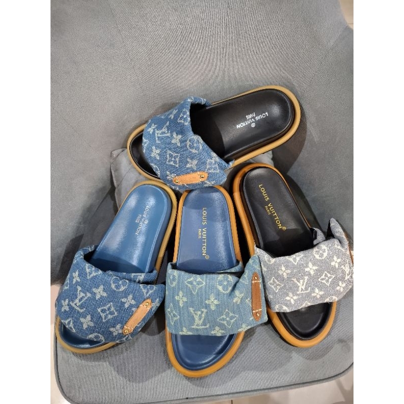 12398 (0759) sandal santai pool pillow denim flat